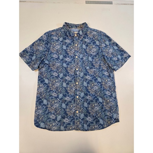 Fat Face Other - Fat Face Mens Large Blue Floral Botanical Cotton Short Sleeve Button Down Shirt